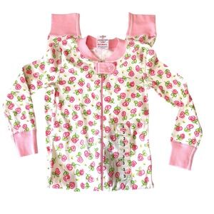 Hanna Andersson Girl Pajamas Size 3 Organic Cotton Pink Rose 1‎ Piece Footless